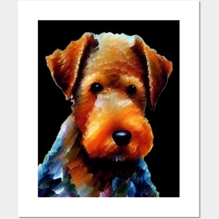 Airedale Terrier - Black Background Posters and Art